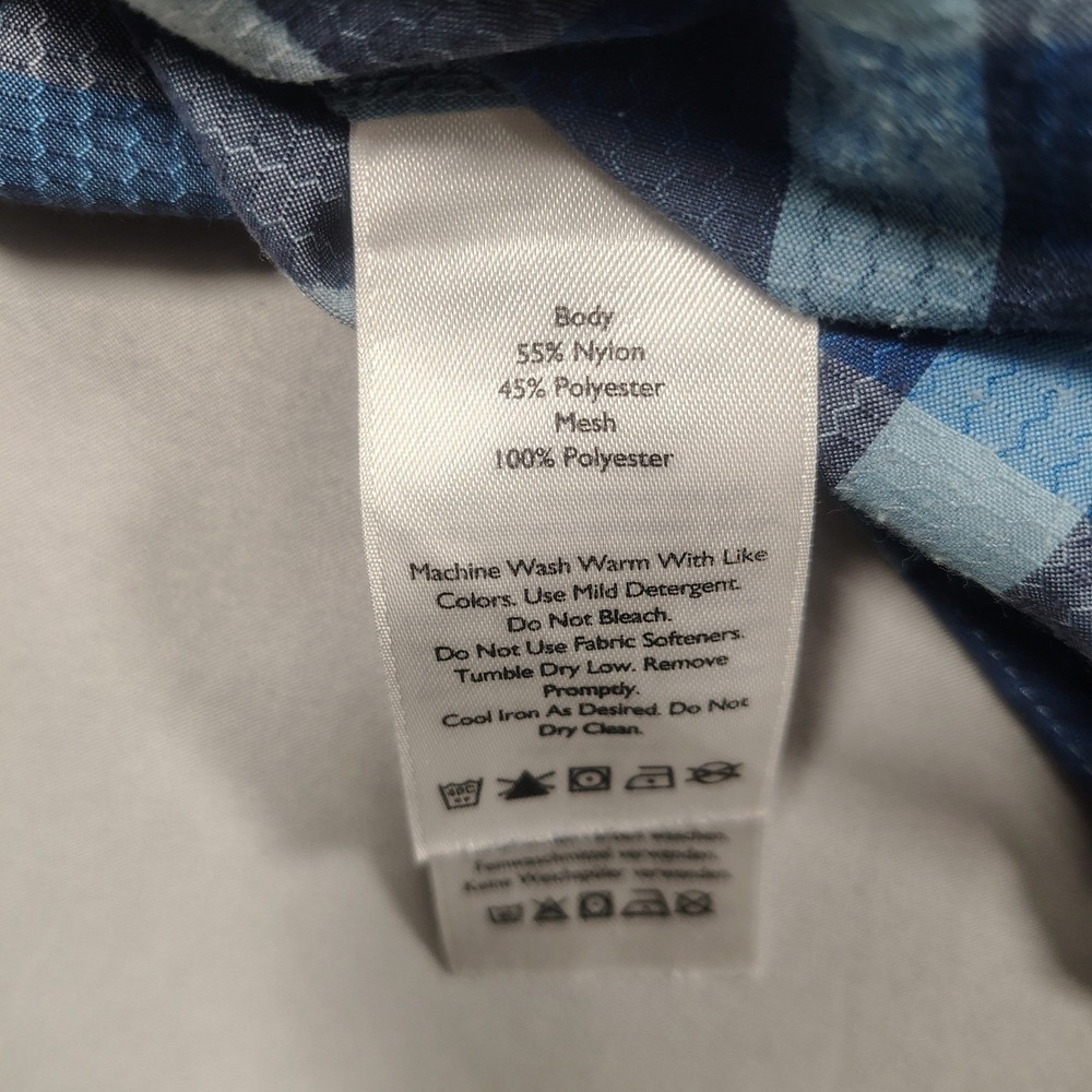 Eddie Bauer Shirt Mens 2XL Blue Classic Fit Plaid Nylon Blend Short Sleeve - Picture 6 of 12